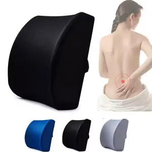 Doc's Memory Foam Lumbar Support Pillow for Back Pain Relief - Ergonomic Design in Black, Blue, and Gray Colors