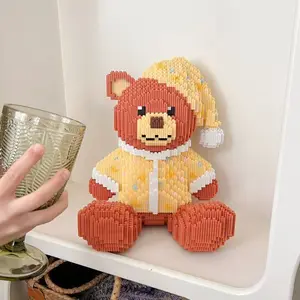 1359 Piece Teddy Bear Lucky Bear 3D Puzzle, Room Desktop Decoration Toy, Creative Gift for Birthday Halloween Valentine's Day Christmas, Building Block Model