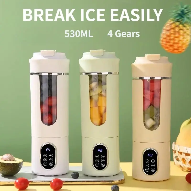530ml Portable Blender Cup | 12 Stainless Steel Blades USB Rechargeable Personal Smoothie Juicer with 4 Speeds