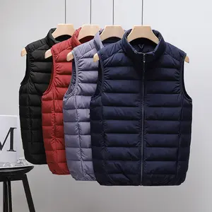 Men's Stand Collar Lightweight Down Vest Multi-Color Fashion Warm Sleeveless Coat Casual Versatile Autumn Winter Gilet Waistcoat