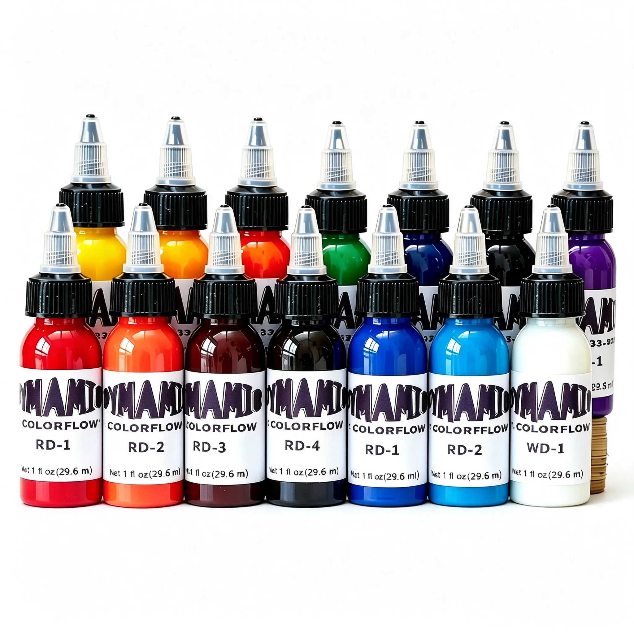 14-Color Tattoo Ink Kit, 1oz Vegan Pigments - Fade-Resistant, Smooth Application for Professional & Beginner Tattoo Artists (Popular in America)