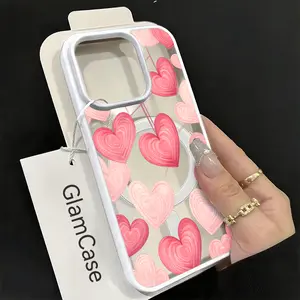 Romantic Heart Pattern Phone Case，Sweet Love Style for iPhone 17 16 15 14 13 12 11 Plus Pro Max.Gift.A17