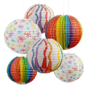 8" - 12" Art Palette Hanging Paper Lanterns - 6 Pc.