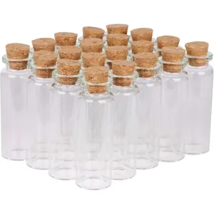 24 Sets 15ml Small Mini Glass Bottles with Cork Stoppers Tiny Vials for Wedding Favors Art Crafts DIY Decoration