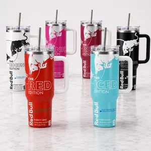 Rd Bull FULL OF COLORS EDITION Tumbler With Handle - Energy Tumbler for Extreme Sports Athlete - 20oz/40oz Energy Drink, Insulated Travel Mug With Straw Lid Portable Water Bottles Drinkware