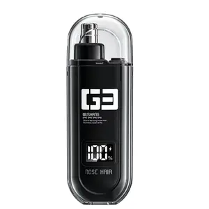 Rechargeable Nose & Ear Hair Trimmer – LED Digital Display, Painless Double-Edged Blade, IPX7 Waterproof