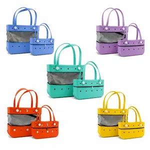 Expandable EVA Tote Bag – Waterproof Outdoor Beach Bag, Foldable Large Capacity Handbag & Durabl for Commute, Gym, Pool, School Stylish Summer Essential, DIY Customization, Fashionfind,Summervibes