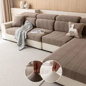 1pc 2026 Upgrade Elastic Sofa Cushion Cover, Modern Anti-Slip Design, All-Seasons Solid Pattern, Fits L-Type & 1234 Seat Sofas