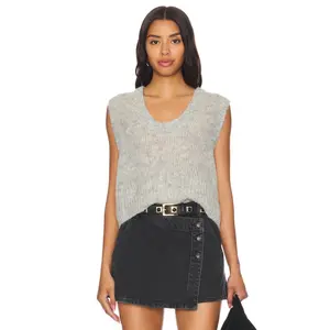 Free People Dream Maker Vest in Light Heather Grey