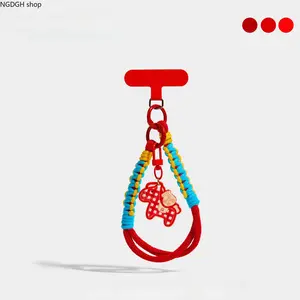 Cute Paracord Keychain - Trendy Multi Color Red Blue Yellow Braided Wristlet with Red Horse Charm & Strong Metal Carabiner, Lightweight Durable Adjustable T-Bar Clip, Perfect for Keys Bag Purse Wallet Phone Charm, Daily Carry School Travel & Stylish Gift