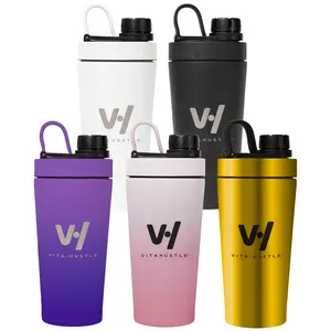 VitaHustle Stainless Steel Protein Shaker Bottle + Ball,  Leak Proof, 20oz Portable Drinkware for Protein Smoothies & Coffee Tumbler Cup