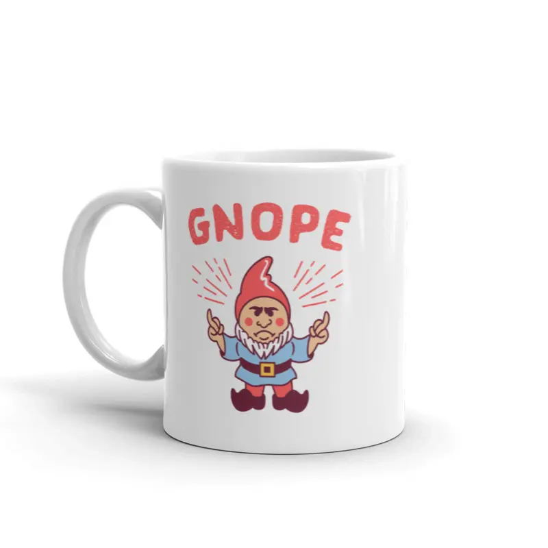Gnope Mug Funny Nope Little Gnome Wizard Graphic Novelty Coffee Cup - 11oz Funny Coffee Mugs Ceramic Printed Drinkware Cup
