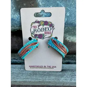 Tooled Leather Vera Hoop Earrings Small