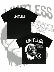 Men's Regular Fit Limitless Print Round Neck Tee, Casual Street Fashion Short Sleeve Crew Neck T-shirt for Daily Wear, Men's Top for Summer, Tropical