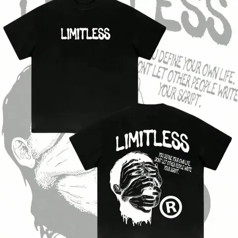 Men's Regular Fit Limitless Tropical Street Art Graphic Tshirt - Shortsleeve Round Neck Streetwear Clothing, Graphic Menswear Top for Summer Casual Sports, Daily Wear