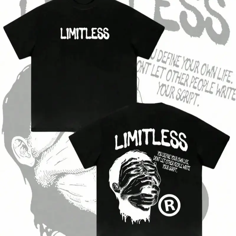 Men's Regular Fit Limitless Tropical Street Art Graphic Tshirt - Shortsleeve Round Neck Streetwear Clothing, Graphic Menswear Top for Summer Casual Sports, Daily Wear