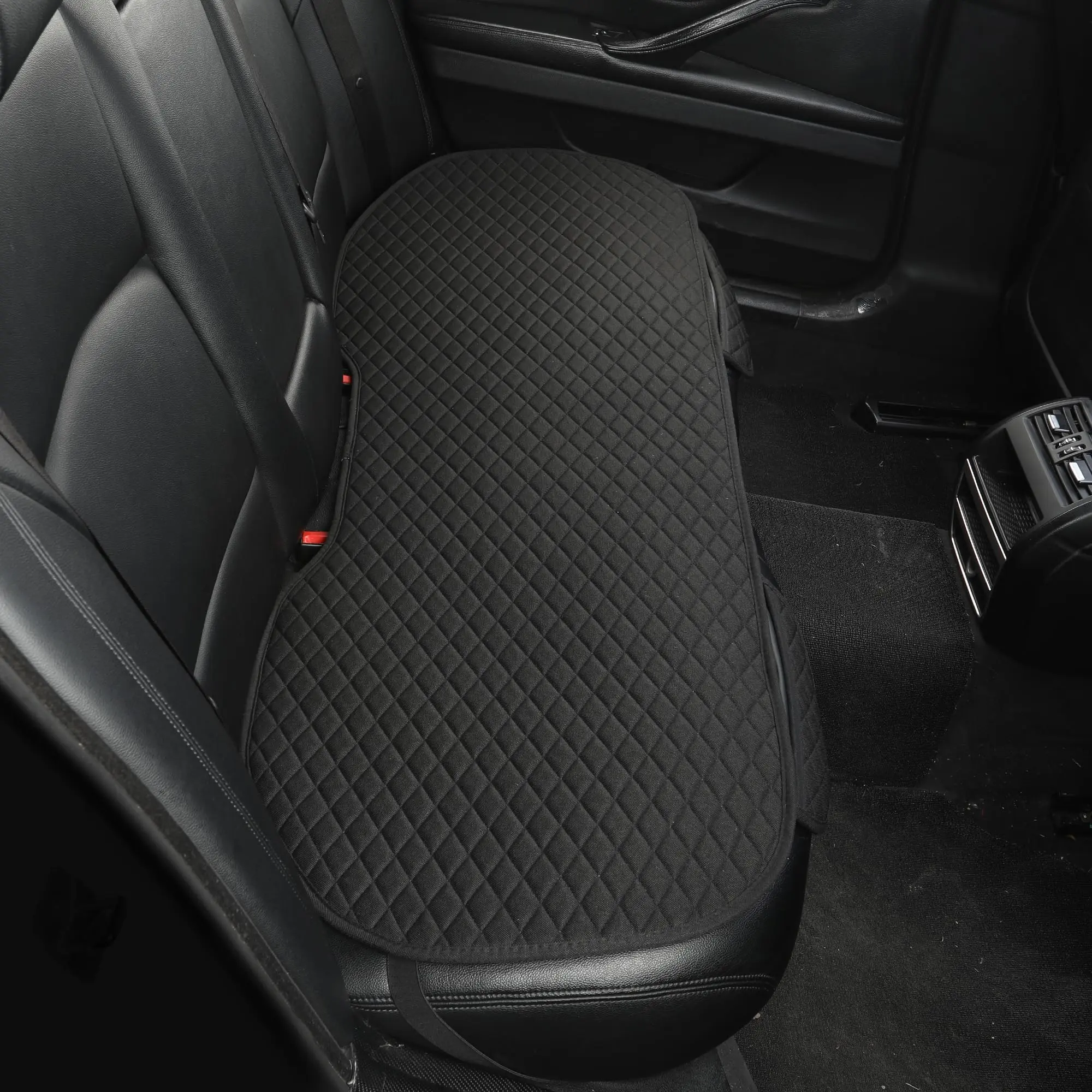 Car Back Seat Cover Non-Slip & Breathable Linen Rear Bench Seat Cover with Side Pockets for Car Storage & Protecting Easy to Install Bottom Seat Covers Universal All-Season Seats Protector for Most Cars