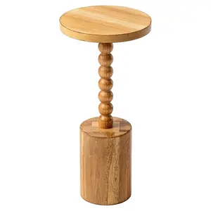 COZAYH Farmhouse Round Pedestal Martini Table for Living Rooms & Bedrooms, Brown