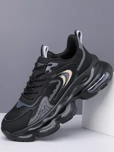 Trendy Leather Running Shoes, Sporty Casual Sneakers, Thick Sole Shock Absorption, Anti-Slip Versatile Footwear for Men and Women