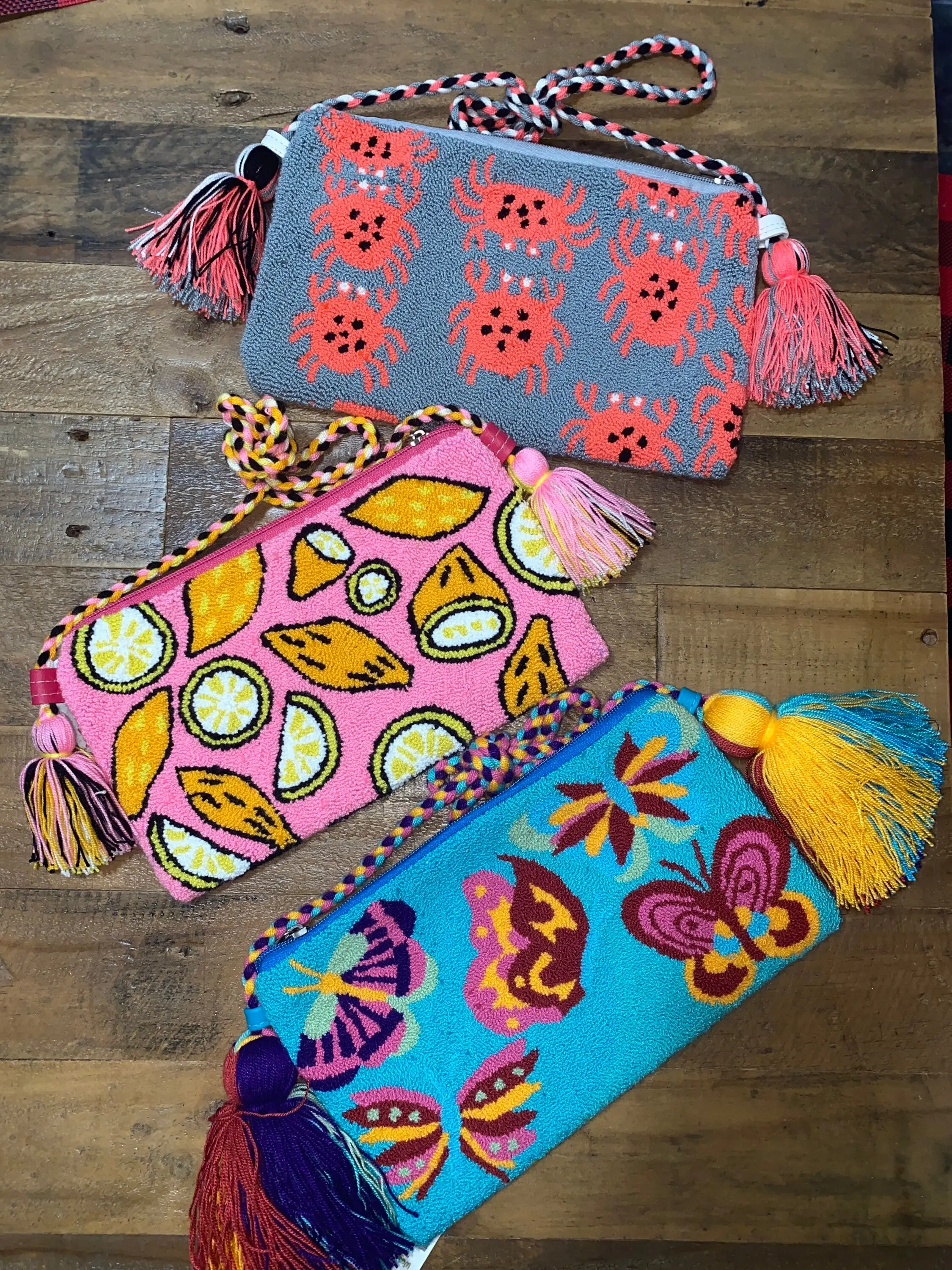 Assorted ANIMALS and more tapestry crossbody clutch bag wayuu