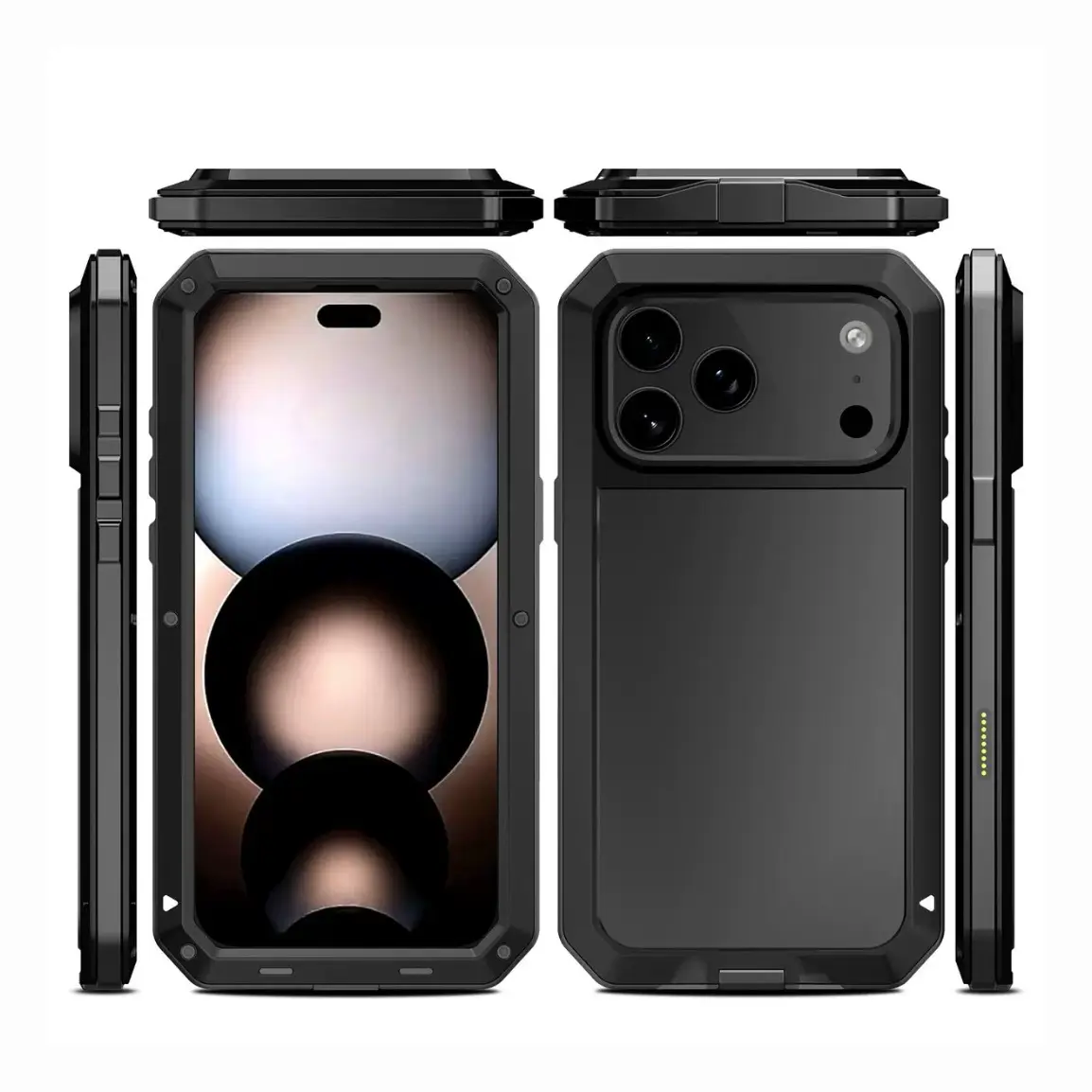 [KQ] Military Grade Aluminium Protective Case for iPhone 17 Pro Max - Waterproof Heavy Duty Full Body Armor Phone Accessory with Built-In Gorilla Glass Screen Protector, Shockproof Cover
