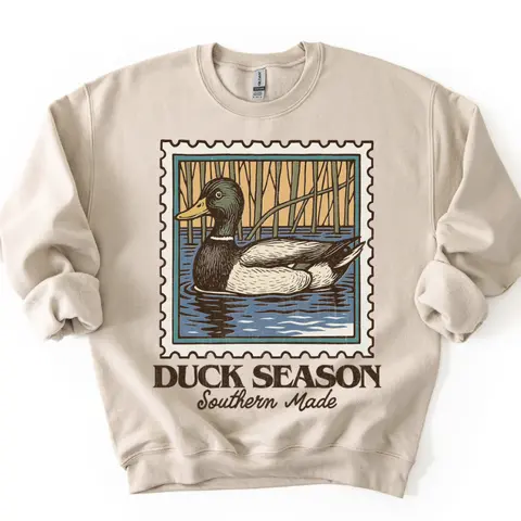 Duck Season Vintage Retro Sweatshirt with Classic Stamp Design