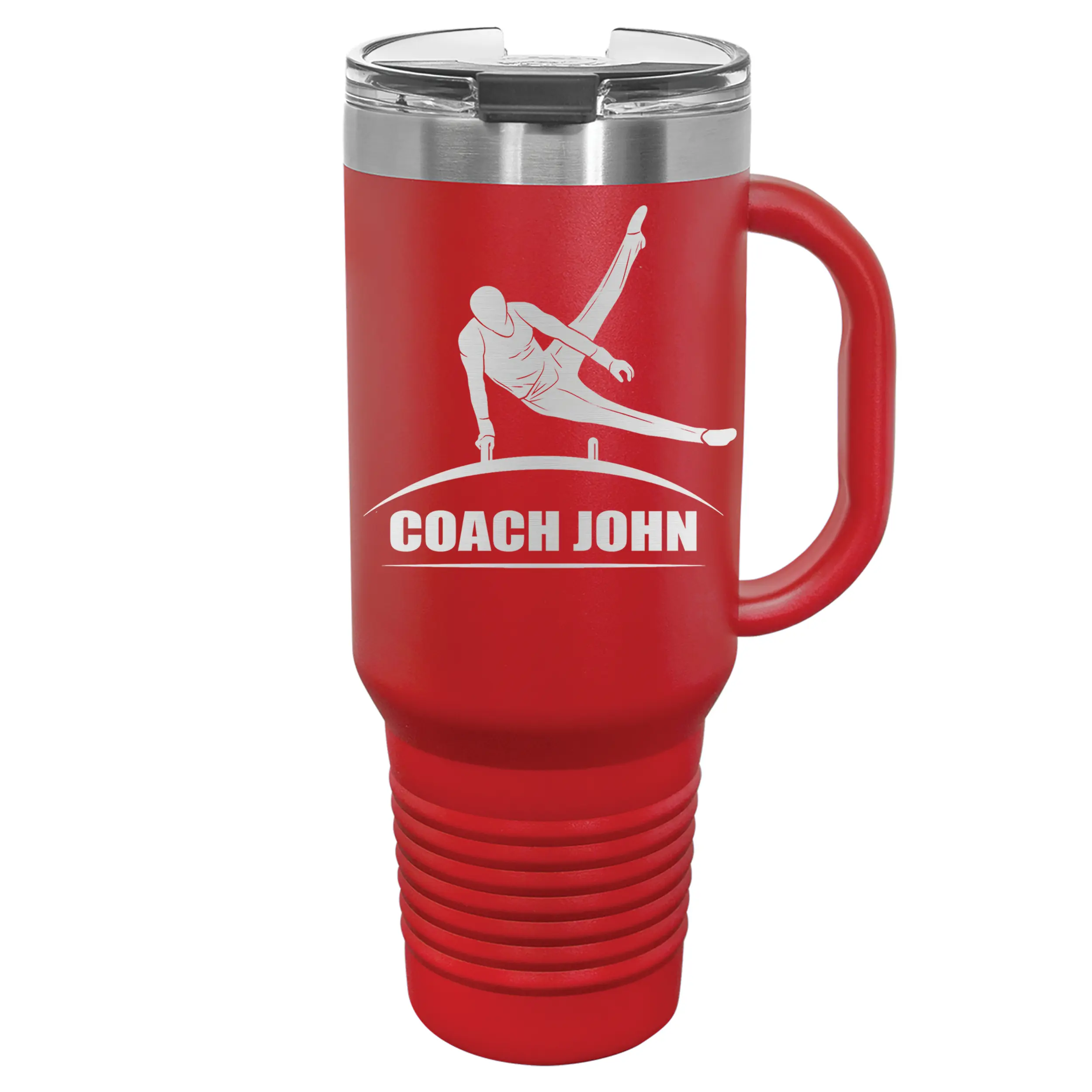 Boys Gymnastics Coach Mug — 40-oz Personalized Travel Tumbler With Straw