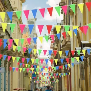 720Pcs Vibrant Rainbow Pennant Banner Flags 60m Long Multicolor Triangle Bunting Bulk Premium Hanging Garland for Birthday Carnival Grand Opening Outdoor Classroom Holiday Festival Wedding Garden Party All Occasion Outdoor Indoor Decoration Supplies