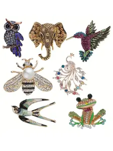 1pc Bee Elephant Owl Brooch, Animal Pattern Elegant Lapel Pin, Fashion Accessory Gift for Animal Lovers, All Seasons Wearable