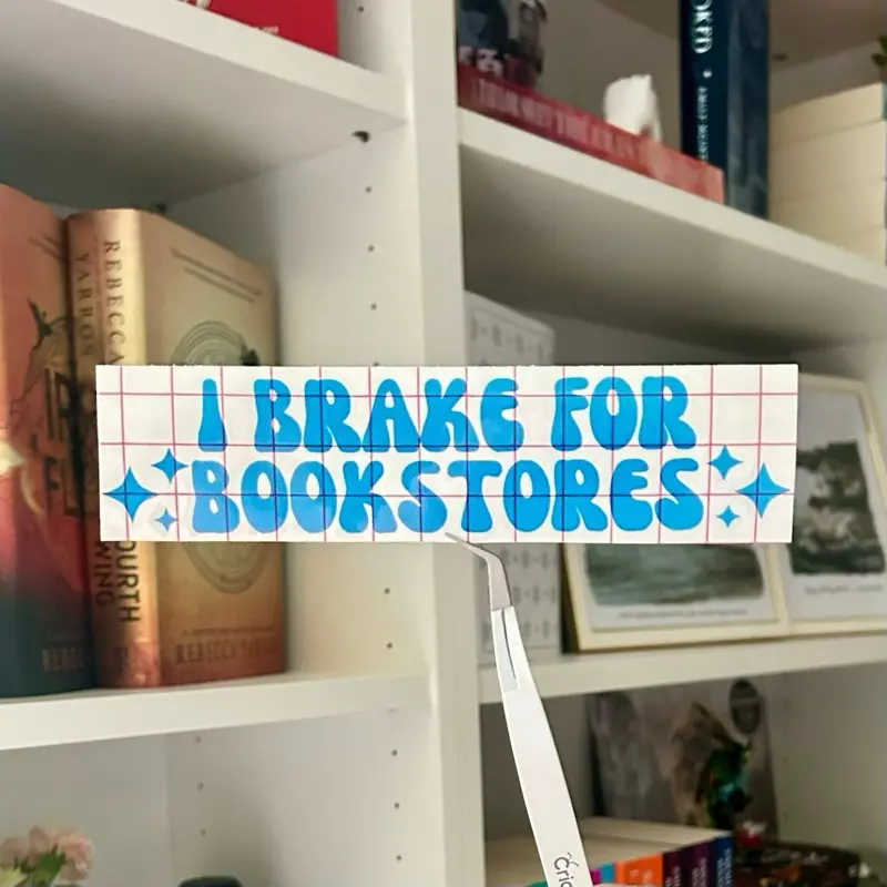 I Brake for Bookstores Vinyl Car Decal