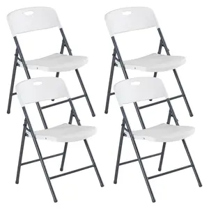Folding Chairs with Ergonomic Back, Heavy Duty Plastic Stackable Portable Folding Chairs, Weight Capacity 330 Lbs, For Home, Office, Party, Wedding, Patio, Garden, Indoor Outdoor