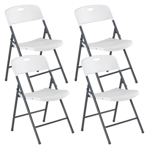 Sweetcrispy Heavy-Duty Plastic Collapsible Folding Dining Chair - Ergonomic Back, 330 Lbs Weight Capacity, Stackable, Portable, Lightweight Folding Chair for Home, Party Use, Collapsible Folding Chair