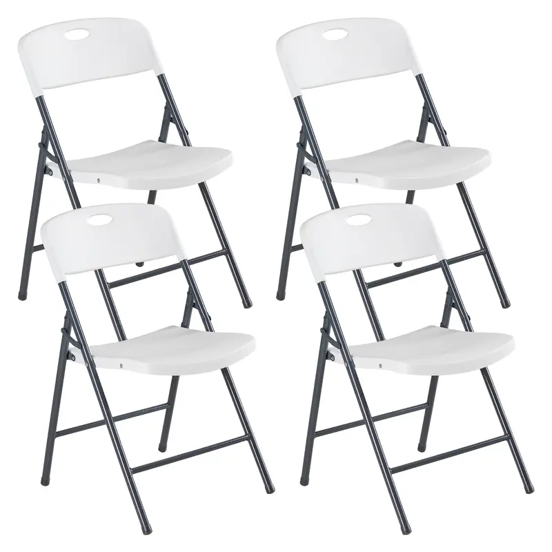 Sweetcrispy Heavy-Duty Plastic Collapsible Folding Dining Chair - Ergonomic Back, 330 Lbs Weight Capacity, Stackable, Portable, Lightweight Folding Chair for Home, Party Use, Collapsible Folding Chair