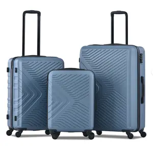 3 Piece Hardshell Luggage Set Hardside Lightweight Suitcase with TSA Lock Spinner Wheels 20in24in28in.(Blue)