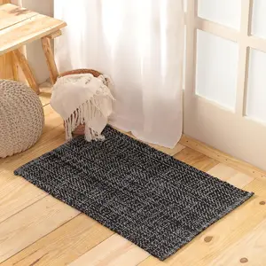 Herringbone  Area Rug 2' x 3' Indoor Farmhouse Decor Lightweight Woven Rug for High Traffic Areas Living Room, Bedroom, Kitchen (Black & White)