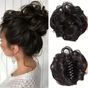 New Fashion 6-Inch Women's Elegant Messy Bun Hair Clip - Natural Voluminous Curly Design, Secure Claw Clip for All Hair Types, Versatile Everyday & Formal Hairstyle Accessory, Versatile Hairpiece| Curly Hair Bun| Easy Attach Clip, Cute Hair Clips