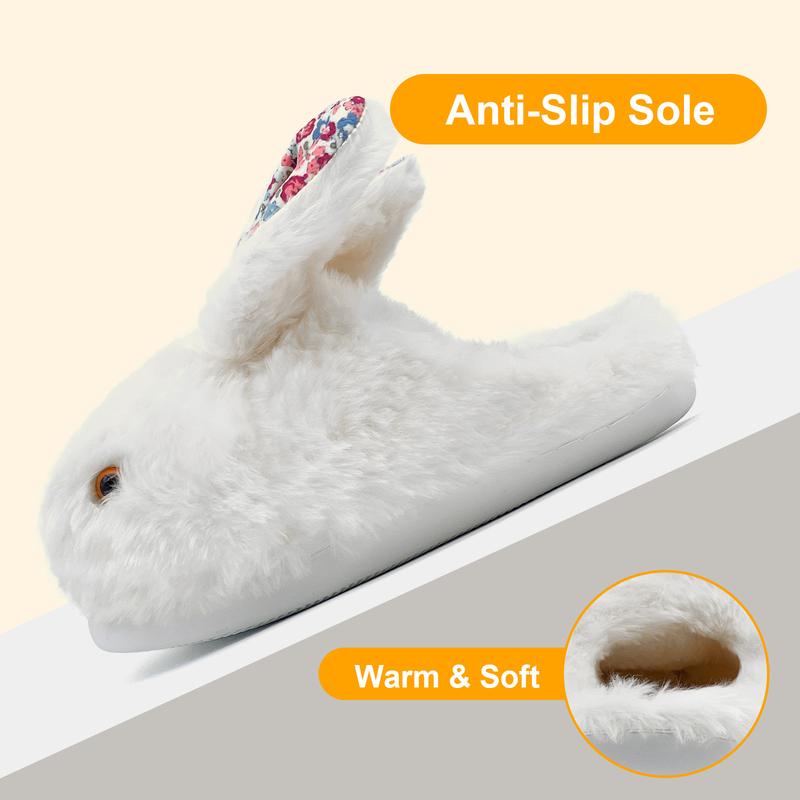Bunny Slippers for Women Men Cute Plush Rabbit Fuzzy Slippers Soft Fluffy Animal Winter Warm Indoor House Slippers Shoes Footwear Foam Girl Warm Soft Fuzzy Upper Fleece Lining Non-slip Sole Memory Foam Insole Best Gift