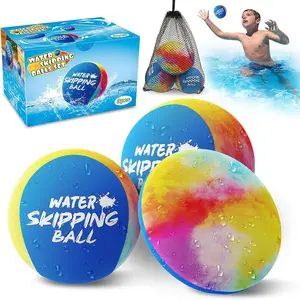 3 Pack Ink-Splashed Colorful Water Bouncing Skip Ball Pool Water Toy Summer Beach Swim Toys for Kids and Adults
