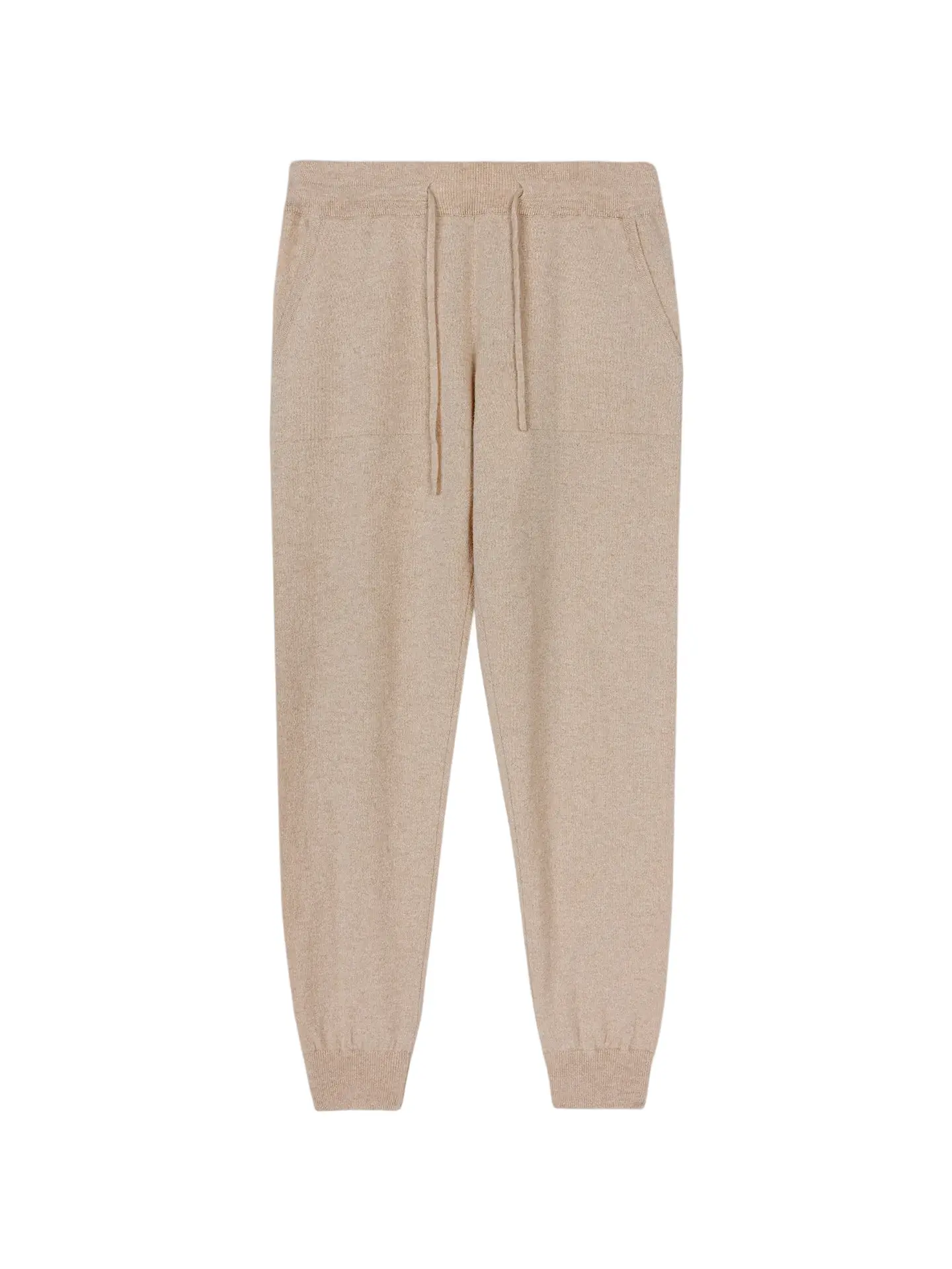 Natural Color Cuffed Cashmere Jogger, Cuffed Joggers, Soft Jogger Trousers