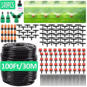 100ft Micro Sprinkler Drip Irrigation System Kit, DIY Garden Automatic Watering Hose, Adjustable Drip Spray for Efficient Watering