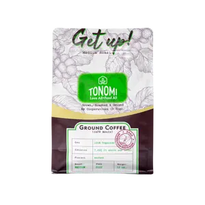 Tonomi Get Up! Medium Roast Ground Coffee - All Natural Blend with Hint of Vanilla, Chocolate & Caramel - Coarse Grounds for Cold Brew or Traditional Brewing - Caffeine Packed Beverage Bean