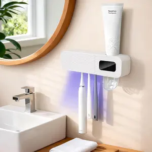 Wall-Mounted Toothbrush Holder for WhiteToothbrush Organizer with 3 Slots Toothbrush Holders with Toothpaste Dispenser for Drying Function