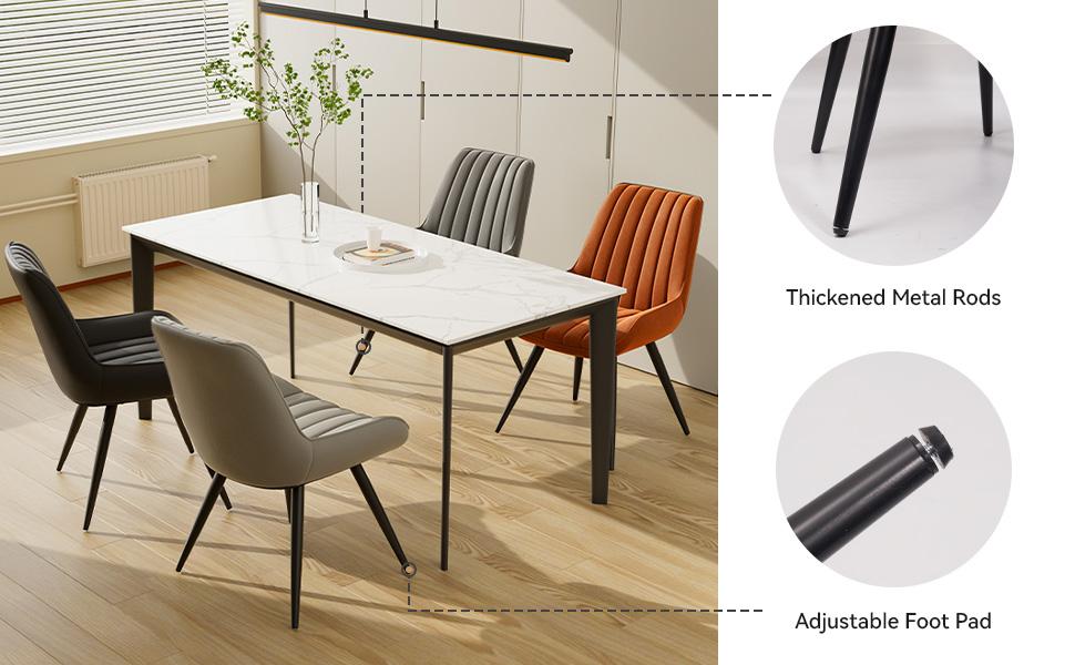 Modern Dining Chairs Set of 4, Comfy Dining Room Chairs with Thick Cushions, Upholstered Fabric Kitchen Side Chairs with Metal Legs,