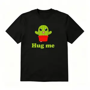 Funny Cactus Shirt Hug Me Tee Sarcastic Introvert Humor Graphic T-Shirt for Men Plant Lover Gift Soft Cotton
