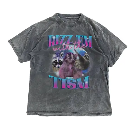 Men's Crew Neck Short-Sleeve Casual Cotton T-Shirt - Handmade Retro Autism Awareness Menswear Top, Vintage Cute Raccoon Graphic, Relaxed Soft Fit, All Seasons, Machine Washable, Cold Wash, Do Not Dry Clean, No Harsh Detergents