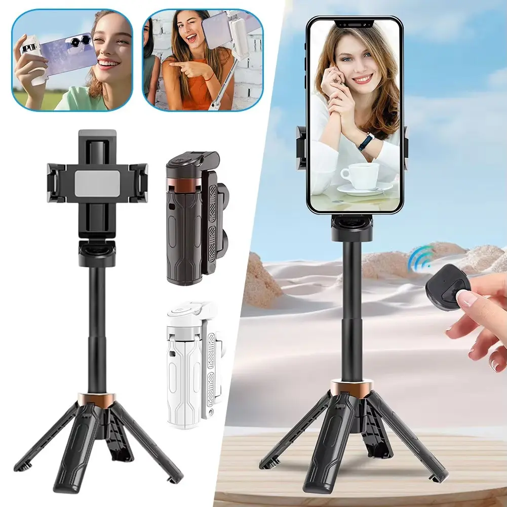 Mini Selfie Stick Tripod – 4 Inches Folded, 3.8 oz, 4-Leg Anti-Shake, Bluetooth Remote, Pocket-Sized Travel Tripod for iPhone Samsung Android