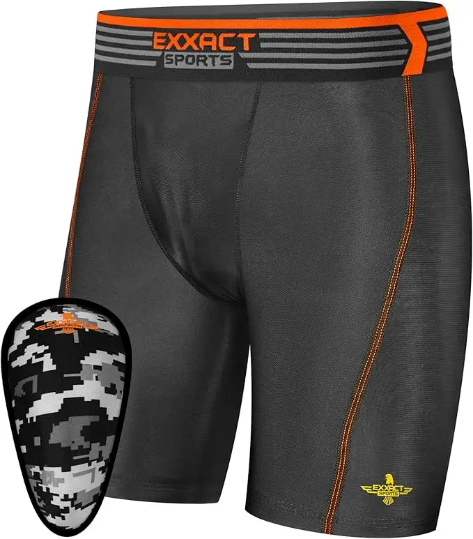 Men's compression shorts with soft athletic cup Black (adult)