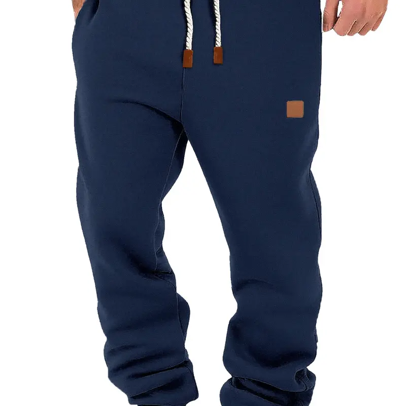 Men's Solid Color Fall Winter Warm Sports Pants, Casual Fleece Joggers with Drawstring Waist Athleisure, Streetwear Fitness Leisure Pants, Casual Sports Trousers