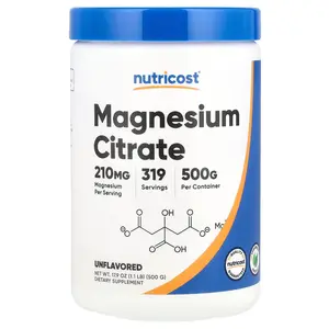 Nutricost Magnesium Citrate, Unflavored , 210 mg, 17.9 oz (500 g)