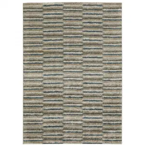 212 MAIN 8x11 ft. Teal Blue, Gray & Tan Geometric Power Loom Stain Resistant Rectangle Full-Sized Large-Format Area Rug, Industrial Look, Full-Sized Area Rugs, Large-Format Area Rugs